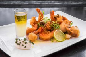 Prawns marinated in lime dressing