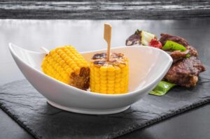 Corn on the cob with coarse salt